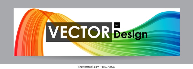 Banner with colorful curved element, bright ribbon