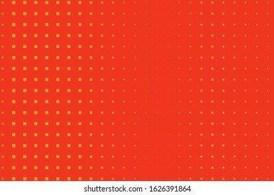 Banner with colorful orange squares. Decorative backdrop vector. Fashion illustration. Orange squares on yellow background. Geometric cube abstract background. Vector image.