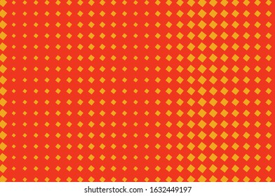 Banner with colorful orange squares. Decorative backdrop vector. Fashion illustration. Orange squares on yellow background. Geometric cube abstract background. Vector image.