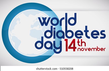 Banner with commemorative design to remind you the World Diabetes Day in November 14.