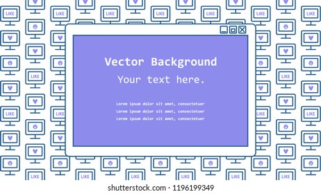 Banner with computer monitors background and open folder window with place for text. Illustration for web design, blog, social media