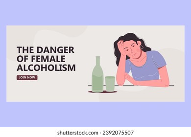Banner concept of the danger of female alcoholism