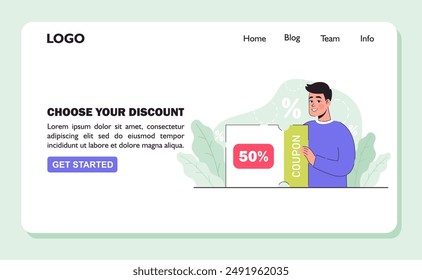 Banner concept of discount coupons. Vector flat illustration.