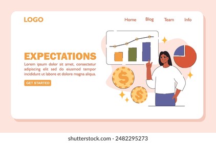 Banner concept of expecting a result. Flat vector illustration.