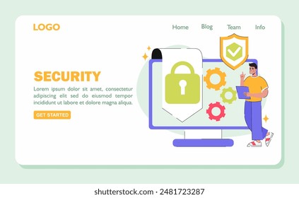Banner concept of online security. Vector flat illustration.