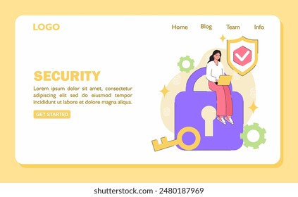 Banner concept of security and data protection. Vector flat illustration.