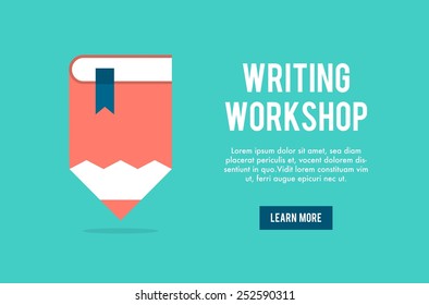 Banner Concept For Writing Workshop, Vector Illustration