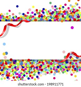 banner with confetti and ribbons