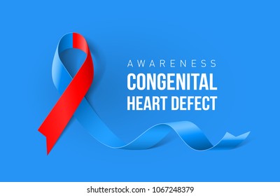 Banner with Congenital Heart Defect Awareness Realistic Ribbon. Design Template for Info-graphics or Websites Magazines