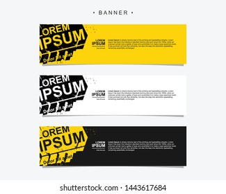 Banner construction design abstract vector template. Set of banner background isolated black and yellow grunge vector for print, display, promotion. 