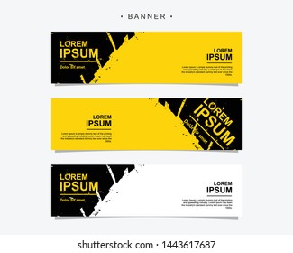Banner construction design abstract vector template. Set of banner background isolated black and yellow grunge vector for print, display, promotion. 