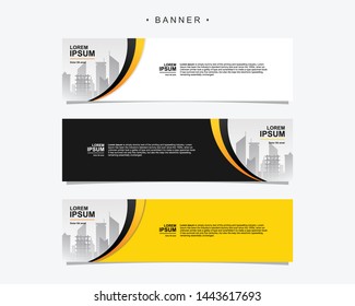 Banner construction design abstract vector template. Set of banner background isolated black and yellow grunge vector for print, display, promotion. 