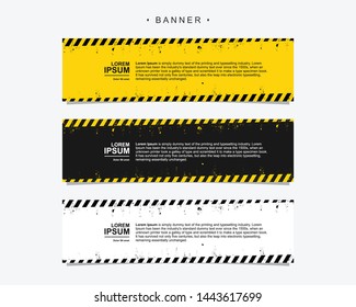Banner construction design abstract vector template. Set of banner background isolated black and yellow grunge vector for print, display, promotion. 