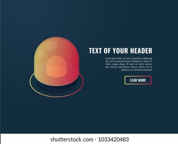 Banner with cool abnormal indicator, alert and attention page, red flasher isometric vector illustration  