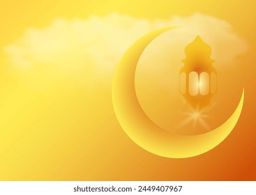 Banner with copy space. Beautiful background for Muslim holidays. Vector image.