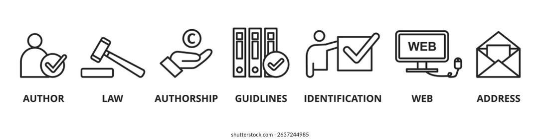 Banner copyright concept vector illustration with icons