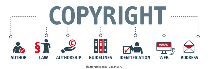 Banner copyright concept vector illustration with icons