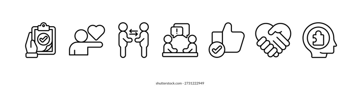 Banner aconselhamento conceito de ilustração vetorial. Terapia, diagnóstico, empatia, aconselhamento e conceito de apoio com ícones
