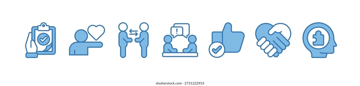 Banner aconselhamento conceito de ilustração vetorial. Terapia, diagnóstico, empatia, aconselhamento e conceito de apoio com ícones

