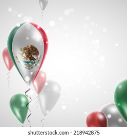 Banner of the country on air balloon. Celebration Ribbon Color Band Independence Day National Holiday Stock Vector Image Picture Postcard Pennon Pennant Background Icon Decor Flag of Mexico