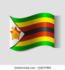 Banner of the country in waveform fluttering in the wind. Independence Day News Flat Volumetric Image Language National Logos Stock Vector Illustration Icon Picture. Flag of Zimbabwe