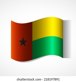 Banner of the country in waveform fluttering in the wind. Independence Day News Flat Volumetric Image Language National Logos Stock Vector Illustration Icon Picture. Flag of Guinea Bissau