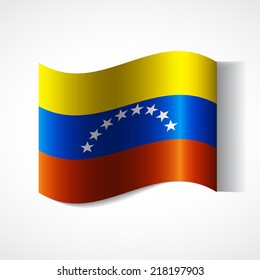 Banner of the country in waveform fluttering in the wind. Independence Day News Flat Volumetric Image Language National Logos Stock Vector Illustration Icon Picture.  Flag of Venezuela