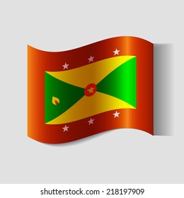 Banner of the country in waveform fluttering in the wind. Independence Day News Flat Volumetric Image Language National Logos Stock Vector Illustration Icon Picture. Flag of Grenada