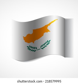 Banner of the country in waveform fluttering in the wind. Independence Day News Flat Volumetric Image Language National Logos Stock Vector Illustration Icon Picture. Flag of Cyprus