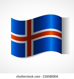 Banner of the country in waveform fluttering in the wind. Independence Day News Flat Volumetric Image Language National Logos Stock Vector Illustration Icon Picture. Flag of Iceland