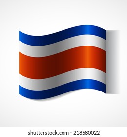 Banner of the country in waveform fluttering in the wind. Independence Day News Flat Volumetric Image Language National Logos Stock Vector Illustration Icon Picture. Flag of Costa Rica