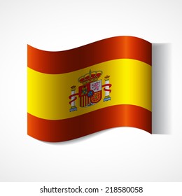Banner of the country in waveform fluttering in the wind. Independence Day News Flat Volumetric Image Language National Logos Stock Vector Illustration Icon Picture. Flag of Spain