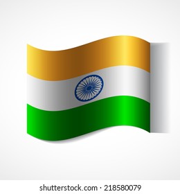Banner of the country in waveform fluttering in the wind. Independence Day News Flat Volumetric Image Language National Logos Stock Vector Illustration Icon Picture. Flag of India