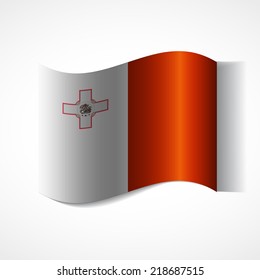 Banner of the country in waveform fluttering in the wind. Independence Day News Flat Volumetric Image Language National Logos Stock Vector Icon Picture. Flag of Malta