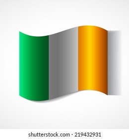 Banner of the country in waveform fluttering in the wind. Independence Day News Flat Volumetric Image Language National Logos Stock Vector Icon Picture. Flag of Ireland