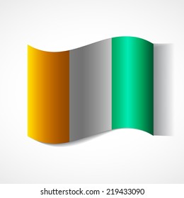 Banner of the country in waveform fluttering in the wind. Independence Day News Flat Volumetric Image Language National Logos Stock Vector Icon Picture Flag of CÃ?Â´te d'Ivoire