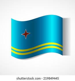 Banner of the country in waveform fluttering in the wind. Independence Day News Flat Volumetric Image Language National Logos Stock Vector Illustration Icon Picture.  Flag of Aruba