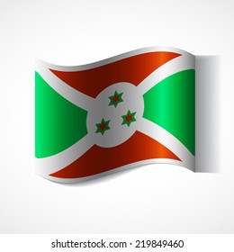 Banner of the country in waveform fluttering in the wind. Independence Day News Flat Volumetric Image Language National Logos Stock Vector Illustration Icon Picture.  Flag of Burundi
