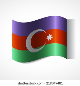 Banner of the country in waveform fluttering in the wind. Independence Day News Flat Volumetric Image Language National Logos Stock Vector Illustration Icon Picture. Azerbaijani flag