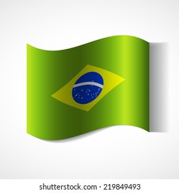 Banner of the country in waveform fluttering in the wind. Independence Day News Flat Volumetric Image Language National Logos Stock Vector Illustration Icon Picture. Flag of Brazil