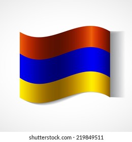 Banner of the country in waveform fluttering in the wind. Independence Day News Flat Volumetric Image Language National Logos Stock Vector Illustration Icon Picture.  Armenian flag