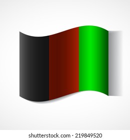 Banner of the country in waveform fluttering in the wind. Independence Day News Flat Volumetric Image Language National Logos Stock Vector Illustration Icon Picture. Flag of Afghanistan