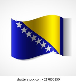 Banner of the country in waveform fluttering in the wind. Independence Day News Flat Volumetric Image Language National Logos Stock Vector Illustration Icon Picture. Flag of Bosnia and Herzegovina.