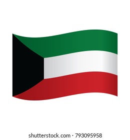 Banner of the country in waveform fluttering in the wind. Independence Day News Flat Volumetric Image Language National Logos Stock Vector Illustration Icon Picture. Flag of Kuwait.
