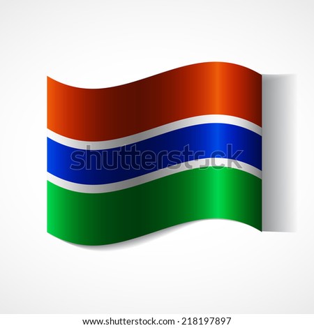 Banner of the country in waveform fluttering in the wind. Independence Day News Flat Volumetric Image Language National Logos Stock Vector Illustration Icon Picture. Flag of Gambia