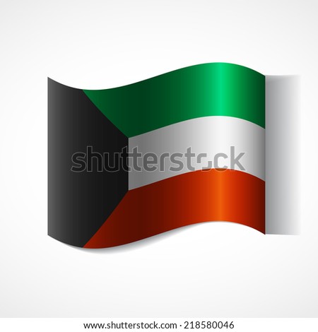 Banner of the country in waveform fluttering in the wind. Independence Day News Flat Volumetric Image Language National Logos Stock Vector Illustration Icon Picture. Flag of Kuwait