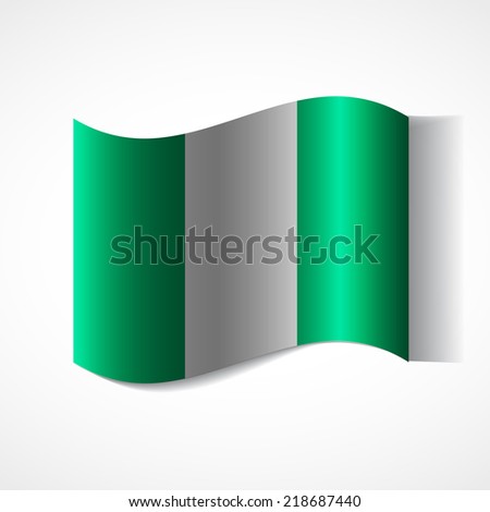 Banner of the country in waveform fluttering in the wind. Independence Day News Flat Volumetric Image Language National Logos Stock Vector Icon Picture. Flag of Nigeria