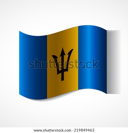 Banner of the country in waveform fluttering in the wind. Independence Day News Flat Volumetric Image Language National Logos Stock Vector Illustration Icon Picture. Flag of Barbados