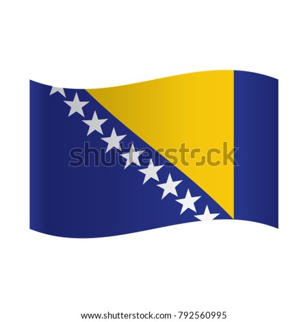 Banner of the country in waveform fluttering in the wind. Independence Day News Flat Volumetric Image Language National Logos Stock Vector Illustration Icon Picture. Flag of Bosnia and Herzegovina.