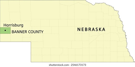 Banner County and census-designated place of Harrisburg location on Nebraska state map